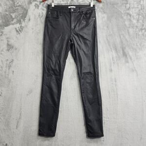 STS BLUE Jeans Womens 27 Black Faux Leather Ellie High Rise Skinny Ankle Stretch